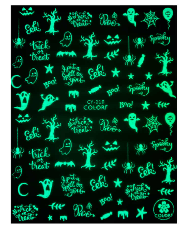 Glow In The Dark Halloween Nail Stickers(9 styles)