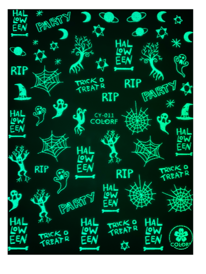 Glow In The Dark Halloween Nail Stickers(9 styles)