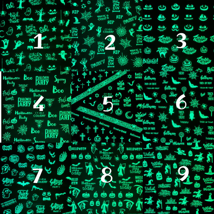 Glow In The Dark Halloween Nail Stickers(9 styles)