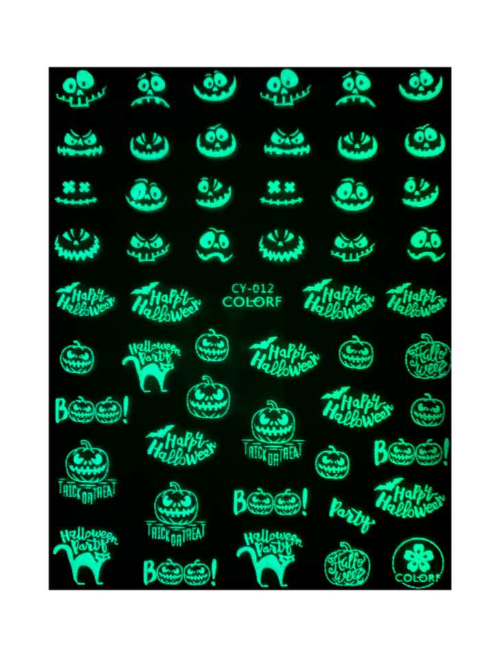 Glow In The Dark Halloween Nail Stickers(9 styles)