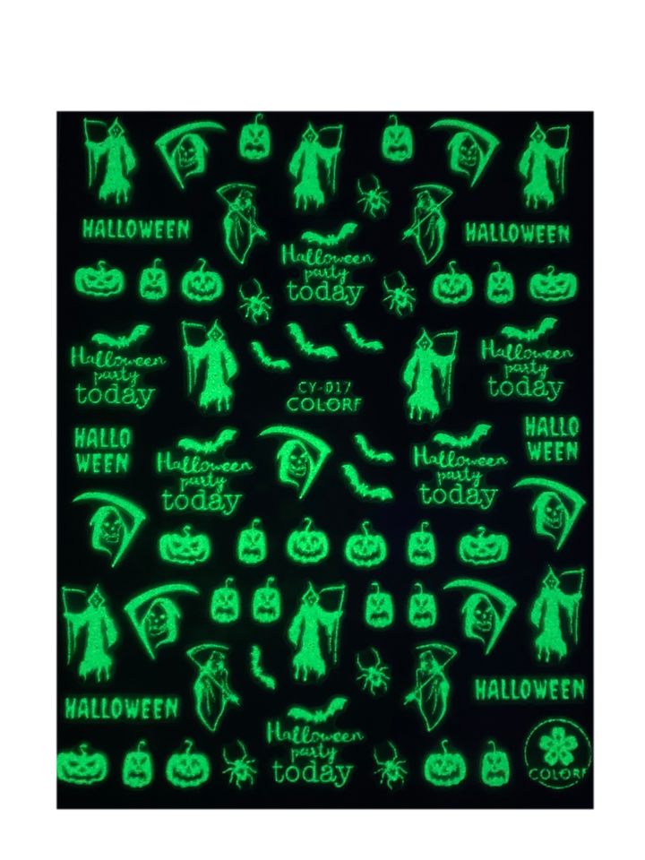 Glow In The Dark Halloween Nail Stickers(9 styles)